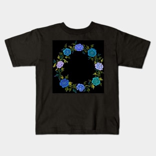 Minhwa: Peony Wreath Blue B Type (Korean traditional/folk art) Kids T-Shirt